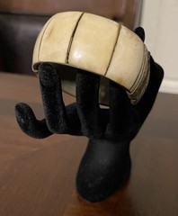 Vintage Brass & Bone Hinged Bracelet Cuff Cream Ivory Color 9.5”