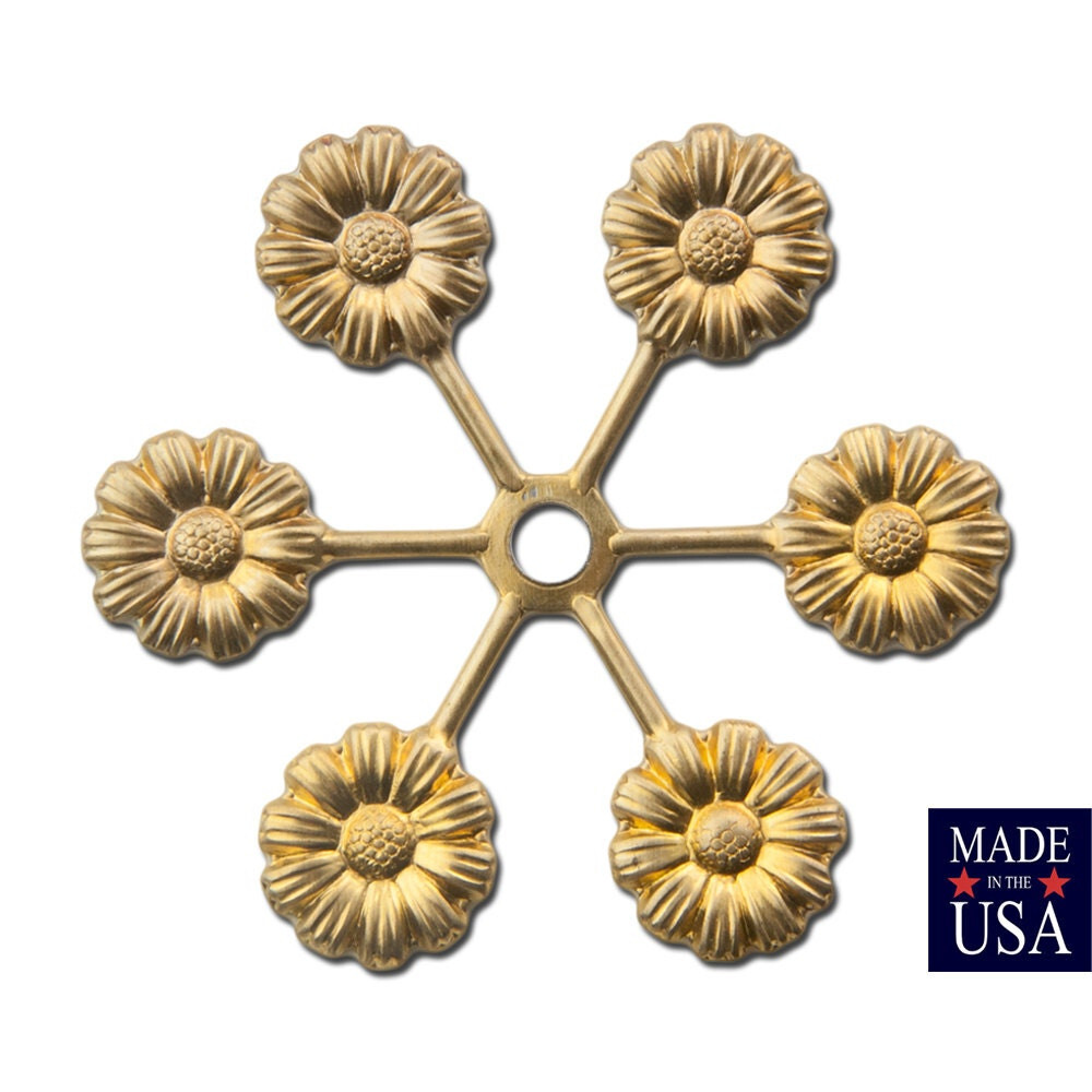 Raw Brass Flower Tipped Spoked Setting Base Finding 40mm (2)