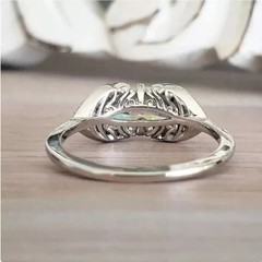 Art Deco Style Marquise Cut Lab Created Diamond 14k White Gold FN Wedding Ring