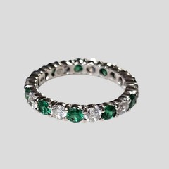 Eternity Band Size 6.5 Clear And Green Stones