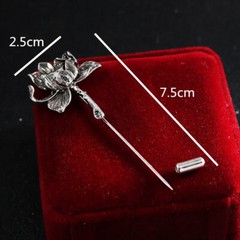 Ancient Personality Lotus Flower Brooch Shirt Lapel Pin Suit Corsage Long Needle