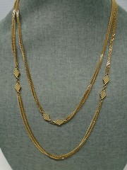 Monet Signed Double Chain 56 in Long Station Necklace Gold Tone Older Clasp VTG