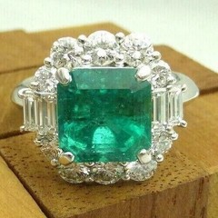3.8Ct Art Deco Style Green Lab Created Emerald Engagement 14K White Gold FN Ring