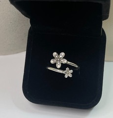 RARE Vintage EE Retired Pandora Dazzling Daisies Open Ring 925 Size 7.5 -Marked