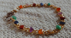 Vintage Multi Color Nugget Polished Goldtone Bracelet 7-1/2 Inches