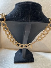 Vintage Miriam Haskell Russian Gold Tone Double Link Necklace Signed