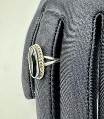 Vintage Sterling Silver And Black Onyx Ring Approx Sz 7