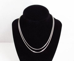 Vintage Forstner USA Sterling Silver Square Snake Chain Choker Necklace 15-3/4″