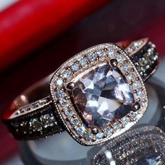 14k rose gold ring 1.45ct morganite natural diamond sz 7 halo 5.50g LeVian N3040