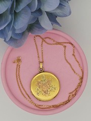 Large Vintage LOCKET Pink Rose Gold Antique Gold Filled Y GF Necklace Pendant