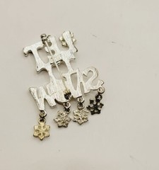 Christmas Snowflake Charm Brooch Let it Snow pin Silver Tone Crystal accent KC