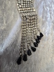 Gorgeous Vintage Black And Clear Double Row Rhinestone Brooch And Matching…