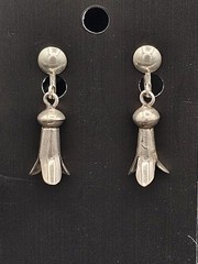Estate Vintage Sterling Silver Squash Blossom Screw Back Earrings Southwestern