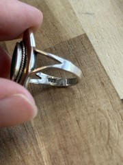 925 Sterling Silver Vintage Ring Marquise Shape Green Stone Sz 5.5
