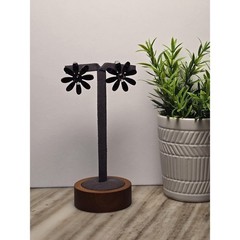 Vintage Black Daisy Stud Earrings