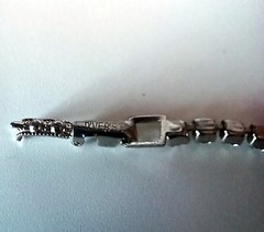 Vintage D’VER’S N.Y. 2-Strand Silver-tone Necklace w/ Square Rhinestones 15″