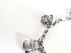 Vintage Ross Simons Sterling Silver CZ Charm Bracelet 7.5″ Jewelry