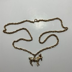 Rare Vintage Donkey Necklace Faux Pearl Articulated 30 inches long Chain