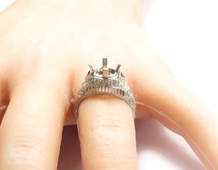 Antique Art Deco Setting Mounting Platinum Hold 6MM-8MM Ring Size 6 UK-L1/2