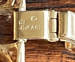 Vintage Crown Trifari Gold-Tone Panel-Link Filigree Bracelet Signed 7” BEAUTIFUL