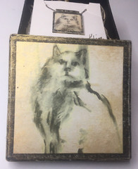 17.5 in Italy Sterling Silver Necklace Cat Print by Diane Kline in Org Gift Box