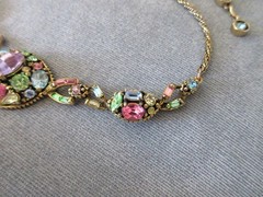 vintage signed 1955 HOLLYCRAFT NECKLACE multi color pastel rhinestones