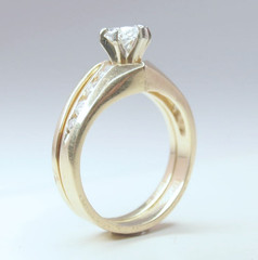 Vintage 14k Yellow Gold 9 Stone Diamond .66ctw Wedding Set Lady’s Ring Size 4.5