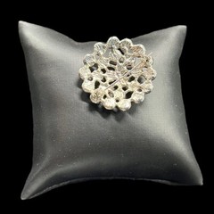 Vintage Brooch Gray Imitation Pearl Round Silver Tone Base Metal Costume Jewelry