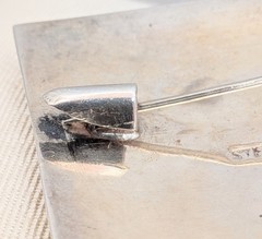 1930s Siam Sterling Elephant Brooch Niello 1 5/8″ Vintage C-Clasp Silver 14.5 gr