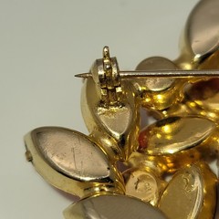 Vintage Set Gold-tone & Rhinestone Brooch and Clip on Earrings