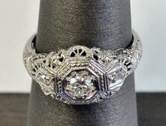Platinum .20ctw Natural Old European And Single Cut Diamond Vintage Ring
