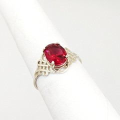 Vintage Elegant RING Silver 925 with Chic Bright Stone-size: 8.75US (18.5mm)| #7