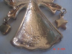 Vtg. SIGNED KC KENNETH COLE ANGEL PIN / BROOCH w/ AURORA BOREALIS RHINESTONES