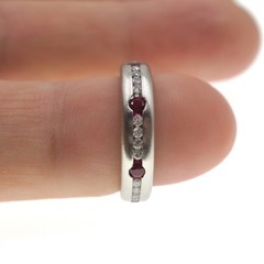 Fabulous Platinum 1ct Natural Ruby and Diamond Eternity Band Size 4.75