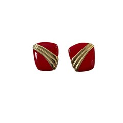 No brand red and gold clip on earrings
