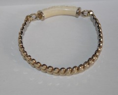 Vintage 1/20 10K GF Carved Flower Coral Stretchable Flexible Bangle Bracelet
