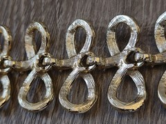 3 Piece Set Vintage Clip on Collar Bracelet Gold Tone AB Chunky Ribbon