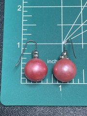 Vintage 1.1” Pink Lucite Ball Silver Tone Drop Earrings