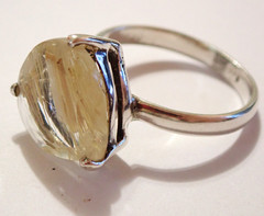 3 Rings S9 Rutilated Quartz S10.5 Blue Stone S12 Bar 925 Sterling Silver 10.6g