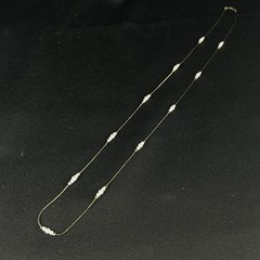 Vintage Dainty Gold Tone 24″ Necklace Three Faux Small Pearl Trio Cluster Korea
