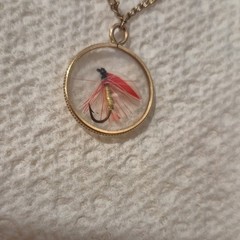 Vintage Men’s Gold Tie Chain Clip with Fly Fish LureGold Tone