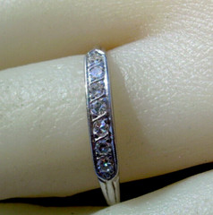 Original EARTH MINED DIAMOND Deco Wedding Band 14K WHITE GOLD Antique Slim Ring
