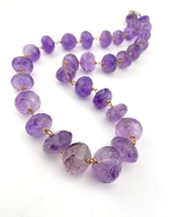 Huge Faceted Amethyst Beads Gold Filled Necklace Artist Signed OOAK 20 Inches