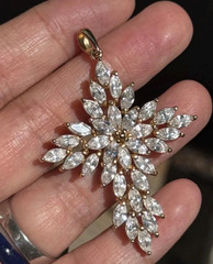 Vintage cross pendant 925 Sterling silver marquise cut zirconia