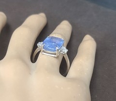 Vintage 14K White Gold Engagement Ring 8.94ct.Natural Blue Cushion Sapphire GIA