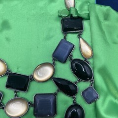 Vintage Liz Claiborne Necklace. Black, Gray And Gold Facet. Statement JCPENNY