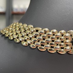 Vintage Stunning 7 Rows of Gold Plated Oval Link Chain Choker Collar Necklace