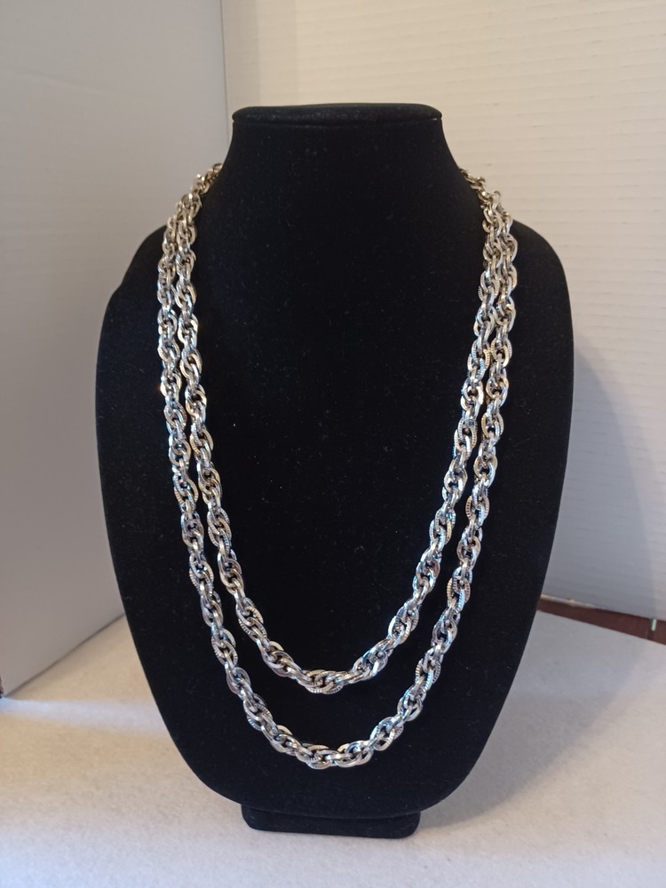 Vendome vintage silver tone chain long necklace. Measures 56 in. Excellent shape
