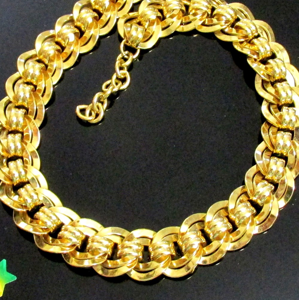 VTG RUNWAY WEIGHTY GP 19″ NAPIER DOUBLE LINK CHAIN NECKLACE CLASSIC STATEMENT