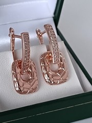 Vintage 1990-s 14 Ct Rolled Gold Zircons Earrings-Hallmarked 585 RG